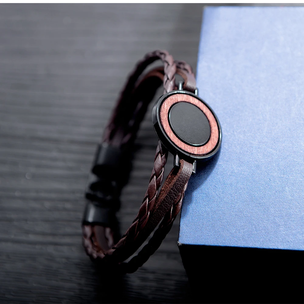 Классический черный коричневый мужской браслет из искусственной кожи
