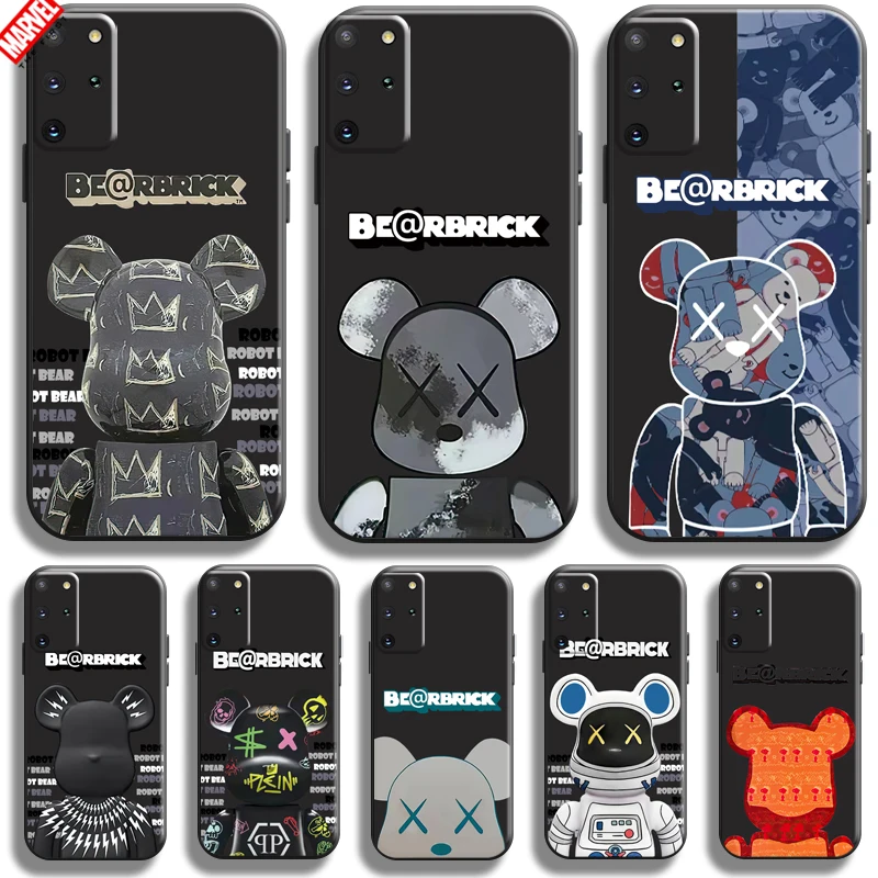 

Fashion Luxury Cute Bear For Samsung Galaxy S21 S20 Plus Ultra S21 S20 FE 5G Phone Case Liquid Silicon TPU Funda Silicone Cover