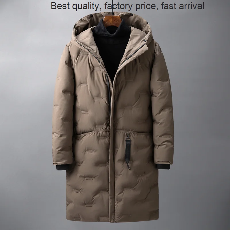 High quality luxury brand Fashion Solid Color White Duck Brand Winter Coat Casual Long Hooded Down Jacket Men's Thermal Windbrea