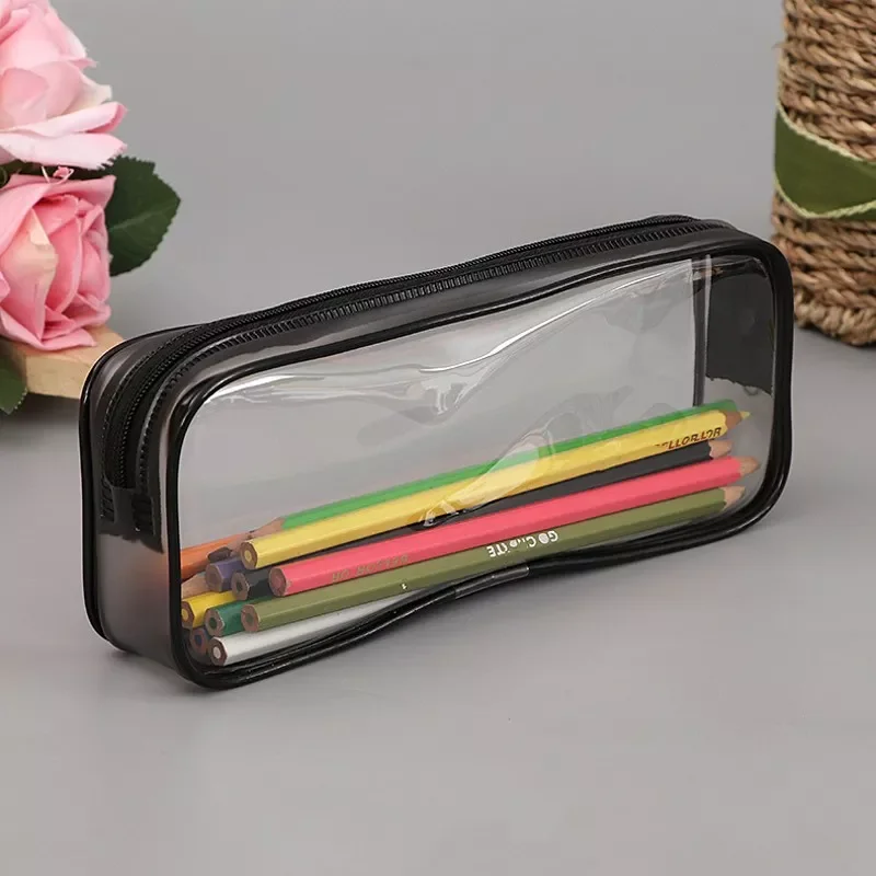 

Transparent PVC Pencil Bag Canvas Flower 20cm Stationery Storage Pencil Case Waterproof Pencil Pouch School Student Supplies