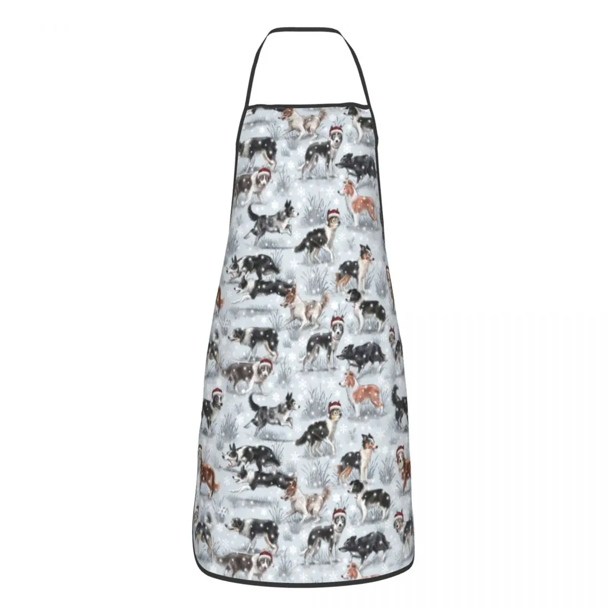 

Cute Christmas Border Collie Dog Bib Apron Men Women Unisex Kitchen Chef Pet Animal Tablier Cuisine for Cooking Baking Gardening