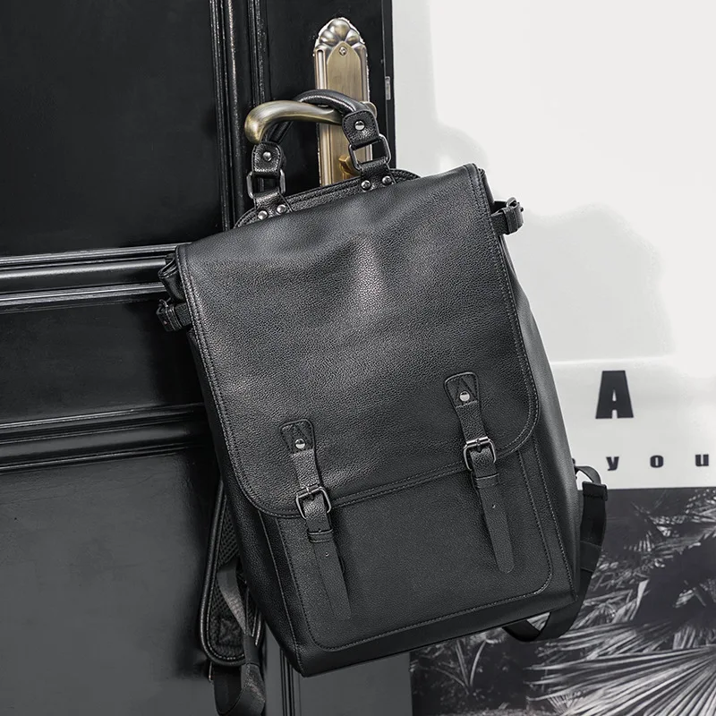 

LEBSGE модный мужской рюкзак высокого качества из искусственной кожи черный серый Рюкзак Корейская мужская сумка трендовый рюкзак для студентов Большой рюкзак