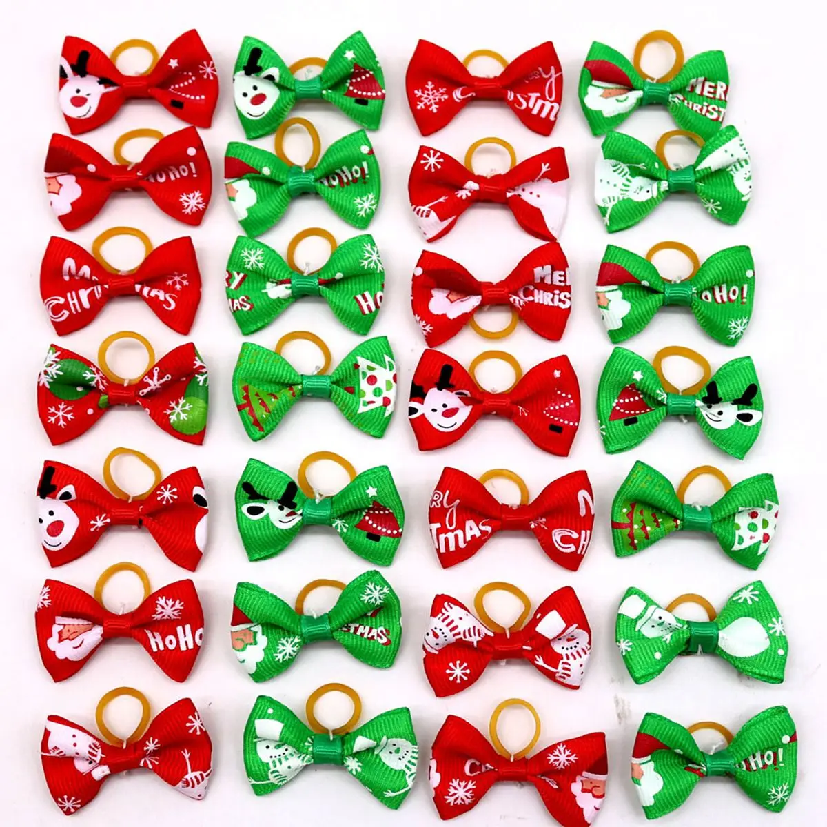 

100Pcs Christmas Dog Bows Diamond Pet Hair Bows Xmas Pet Dog Hair Accessories Small Dog Hair Bows Rubber Pet Products
