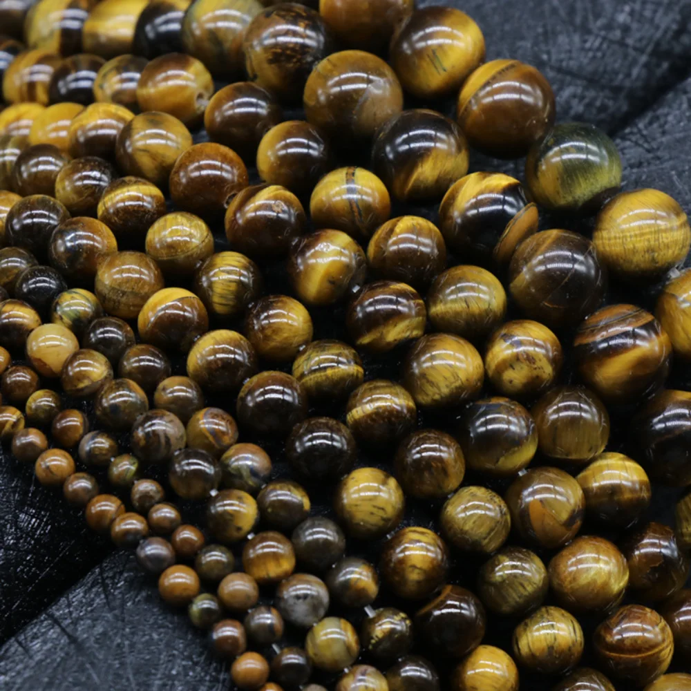 

Natural Tiger Eye Round Beads Necklace Loose Beads DIY Bracelet Beaded Jewelry Accessories Semi-finished Products Wholesale