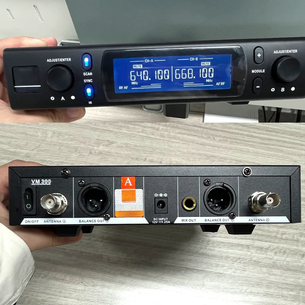 VM300 UHF двухканальный беспроводной микрофон Беспроводная система передачи на