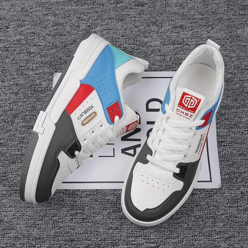 Sneakers for Men Comfortable Classic Casual Skate Shoes Male Fashion Non-Slip Leather Skateboard Shoes Zapatos De Hombre