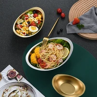 stainless steel salad bowl golden ingot bowl snack dessert bowl dried fruit bowl barbecue tableware