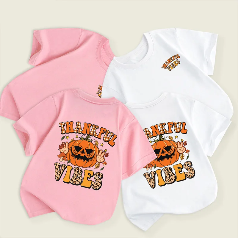 

Happy Thanksgiving Shirts for Boys Girls Kids Pilgrim Turkey T-Shirt Novelty Gift Pumpkin Holiday Outfit Graphic Tee Top 2-10Y