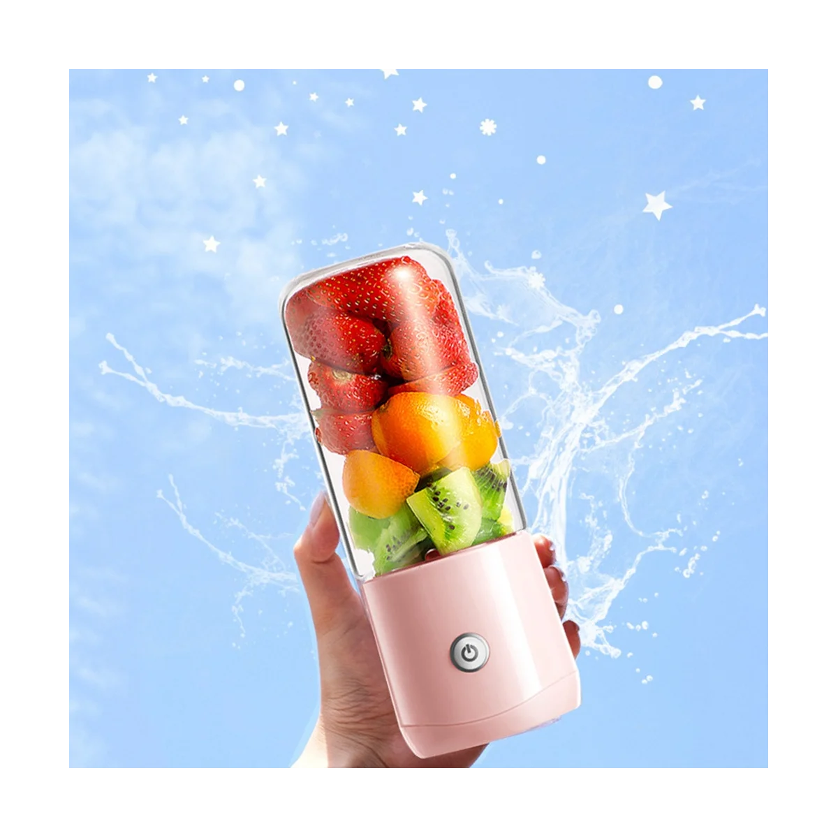 380ML Portable Blender Smoothie Juicers Cup USB Rechargeable Home Travel Personal Size Electric Fruit Mixers-Pink