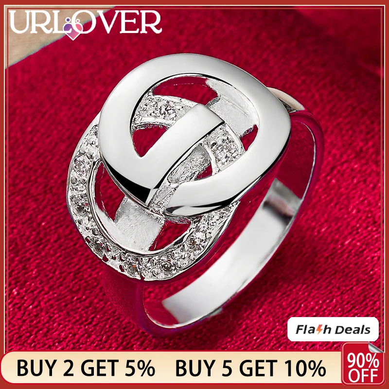 

925 Stamp Silver Color Zircon Letter G Ring For Women Men Rings Popular Fashion Jewelry Christmas Party Wedding Accessories Gift