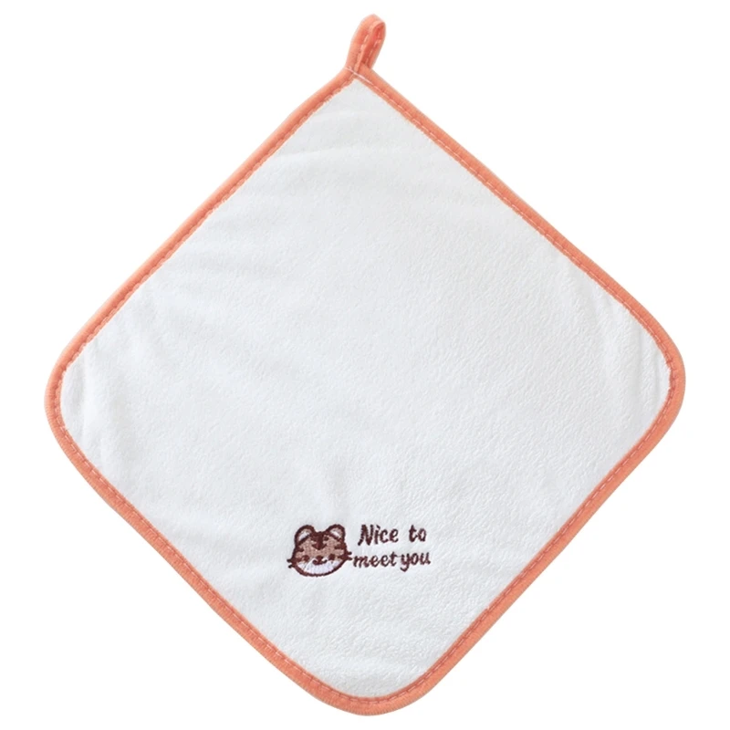 

N80C Baby Wiping Towel Coral Velvet Handkerchief Strong Absorbent Cloth Infants Toddlers Feeding Bibs Cartoon Saliva Towel