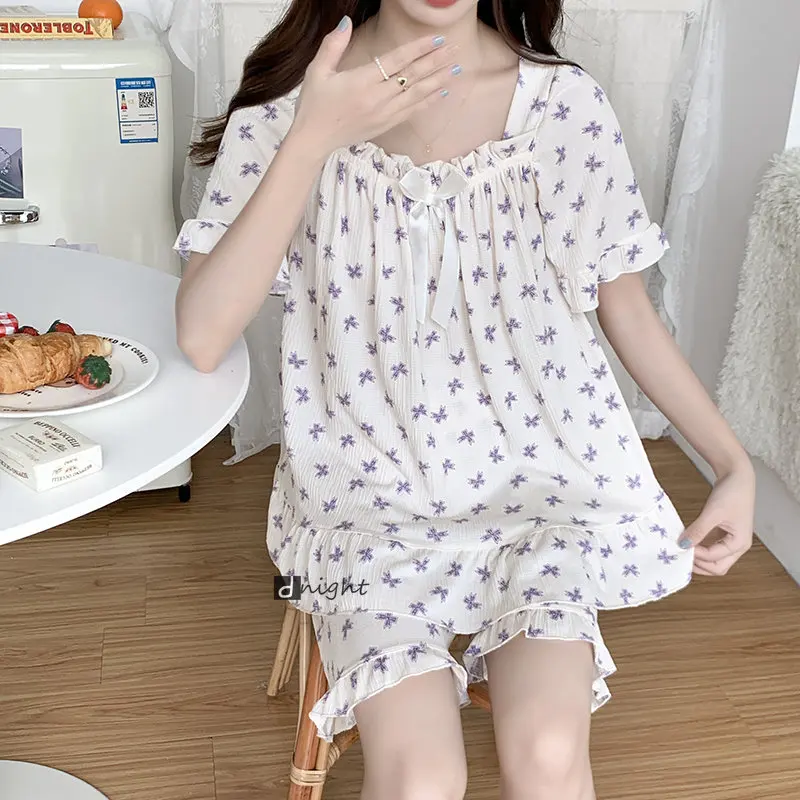 Japanese Summer Women Pajama Set Short Sleeve Pajamas Plus Size Nightwear 6XL Pyjamas Home Clothing Sleepwear Lounge Pijama