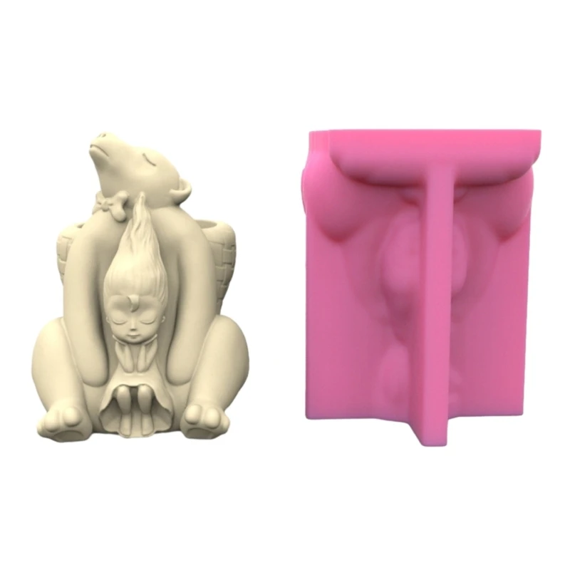 

Bear Penguins and Girls Pen Holder Silicone Molds Table Ornament Mould Plaster Making Tool Succulent Planter Mold Easy to Clean