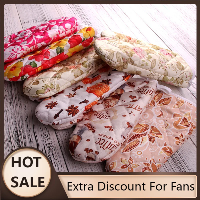 

Перчатки для микроволновки, хлопковые термостойкие митенки с изоляцией для выпечки, териленовые Нескользящие, для кухни