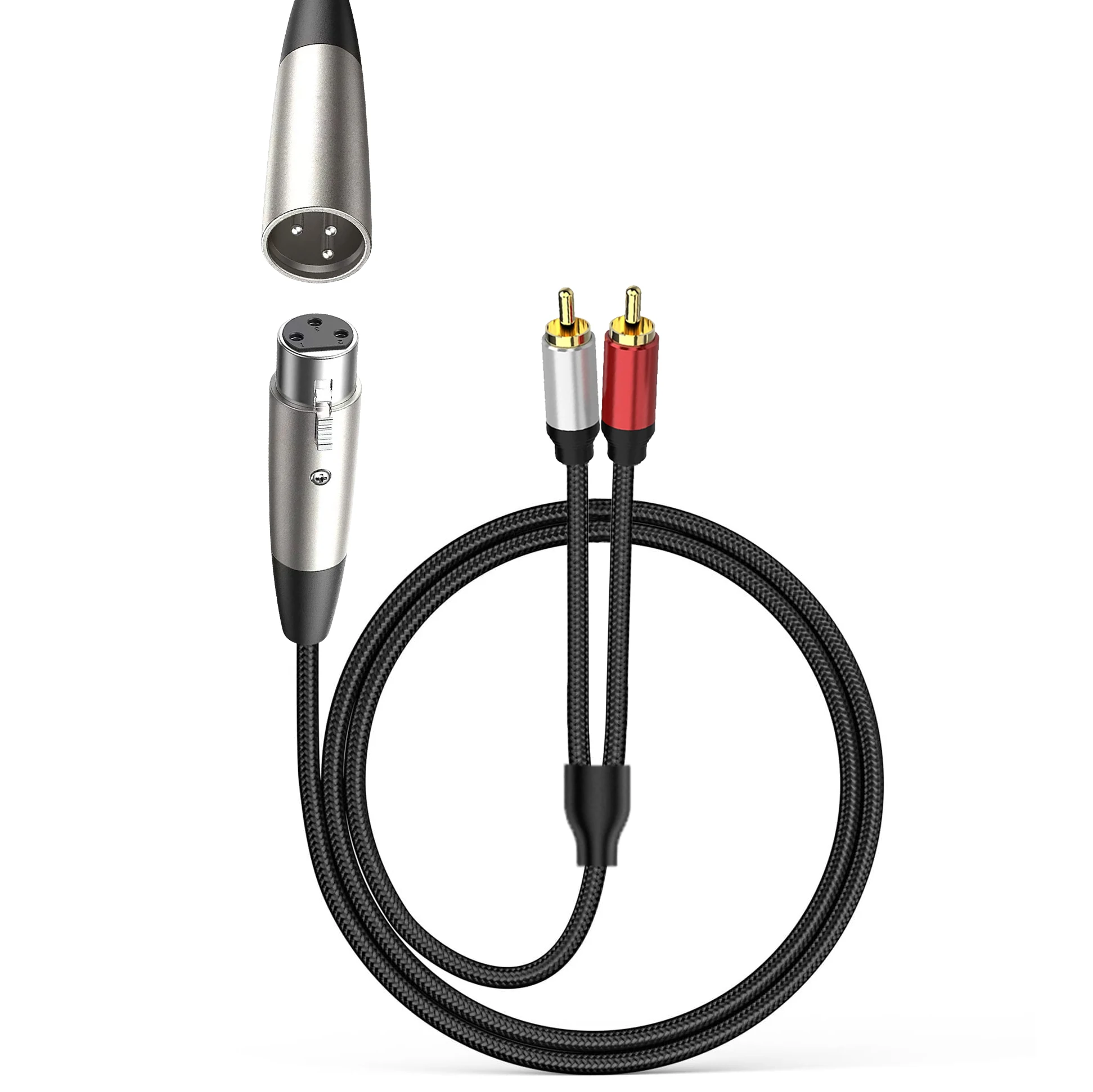 Фото XLR 3-контактный разъем «папа/гнездо» на 2RCA Y-разветвитель Кабель-адаптер Небалансированный XLR «мама» на 2 RCA/фоноразъема Стереоаудио соединительный шнур №1