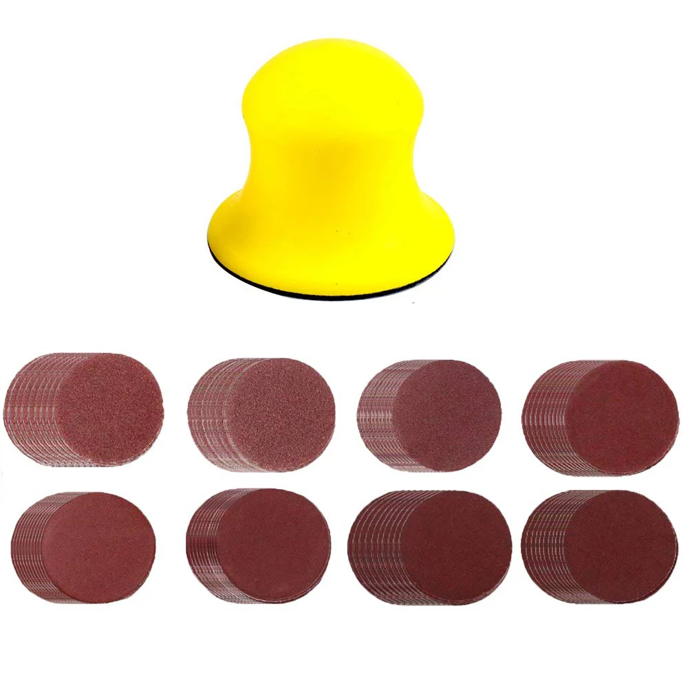 

3 дюйма крючок и петля ручной шлифовальный блок с 32 шт. шлифовального диска 80-1000 грит набор для рукоделия, деревообработки, ремонта мебели