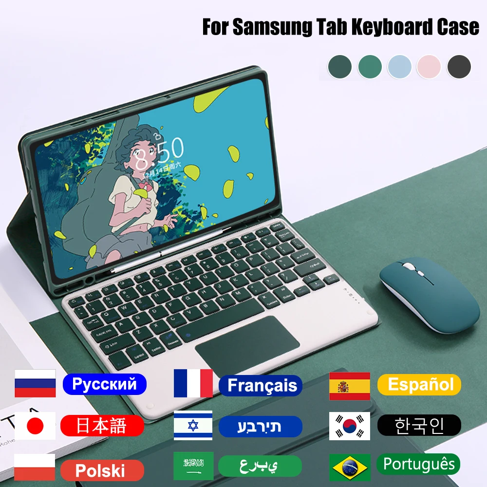 

Для Samsung Tab Tablet Case Беспроводная клавиатура мышь S6 Lite A7 10,4 "A8 10,5" S7 11 "S8 Plus 12,4" 14,6"