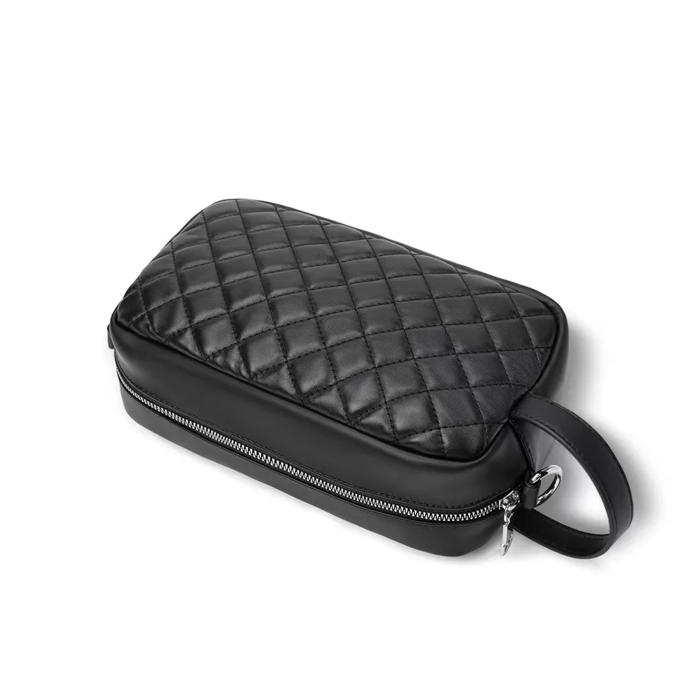 Мужская сумка-клатч из высококачественной кожи женская черная с бриллиантами