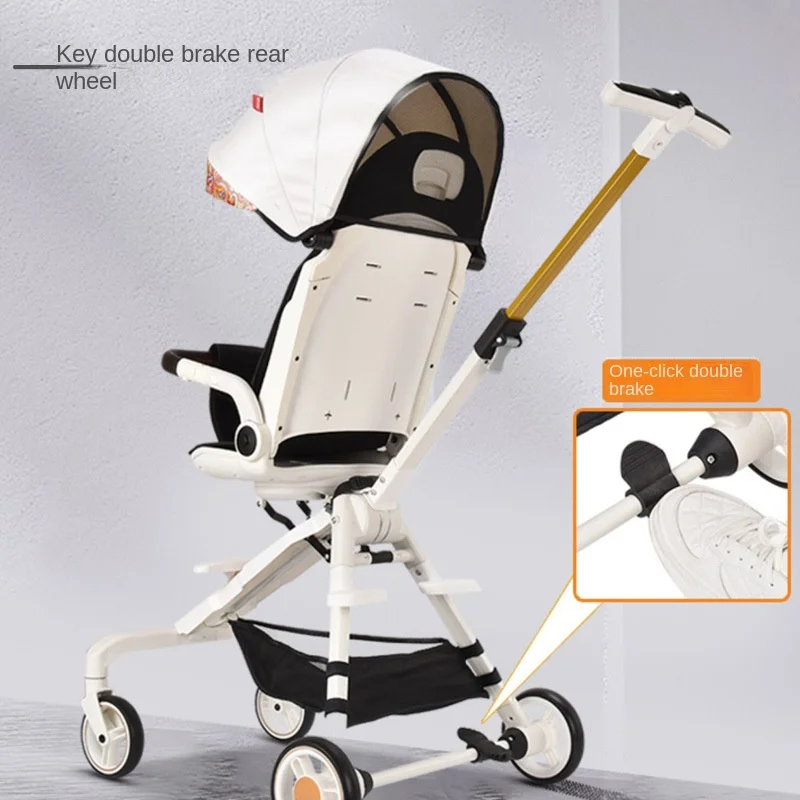Lightweight Stroller Two-Way Ultra-light Stroller Can Sit And Lie Simple One-Button Folding High-View Newborn Baby Umbrella Car images - 6