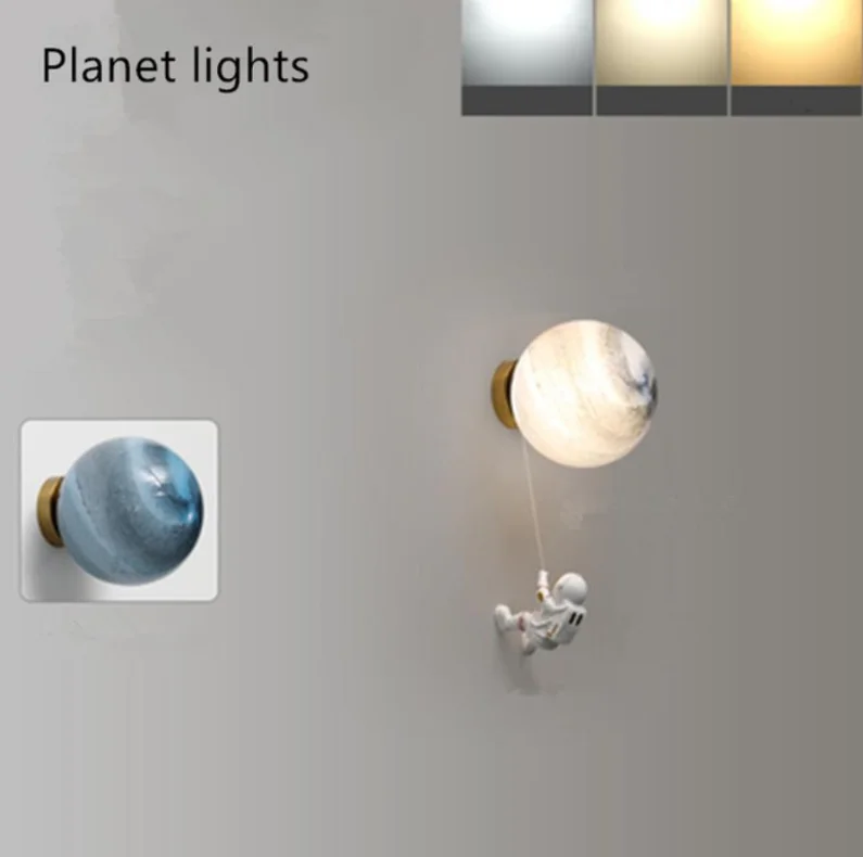 

Детский настенный светильник-планета из стекла