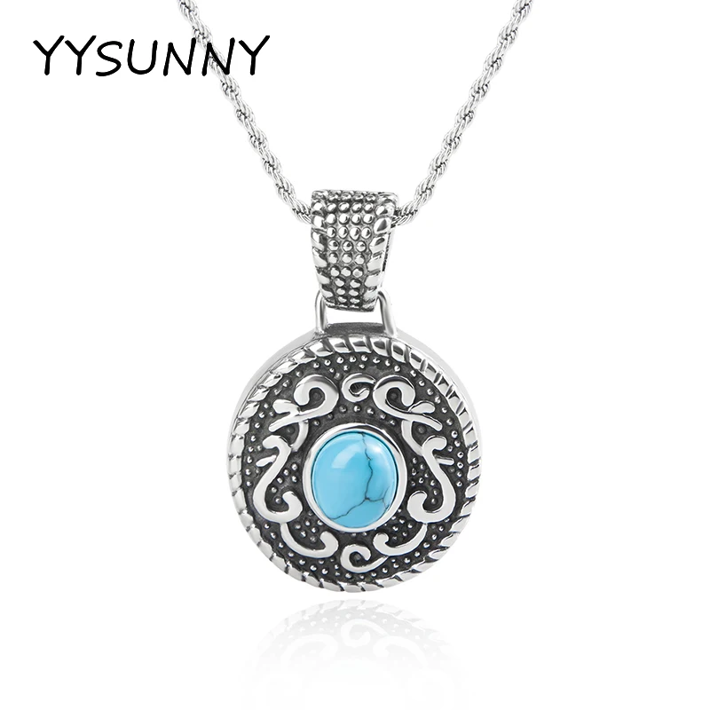 

YYSUNNY Ladies Classic Fashion Necklace 925 Sterling Silver Round Pendant Inlaid with Blue Zircon Valentine's Day Birthday Gift