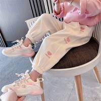 girl leggings kids baby%c2%a0long pants trousers 2022 beige spring summer cotton formal sport teenagers children clothing