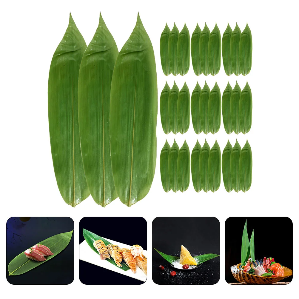 

Leaves For Decor Sashimi Leaves Mat Sushi Leaves Ornament Restaurant Bamboo Decorated Grass Grilled Meat Green Leaves