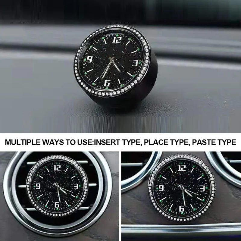 

Starry sky car clock mini car vent quartz watch car luminous with diamonds instrument clock car ornaments car accessories