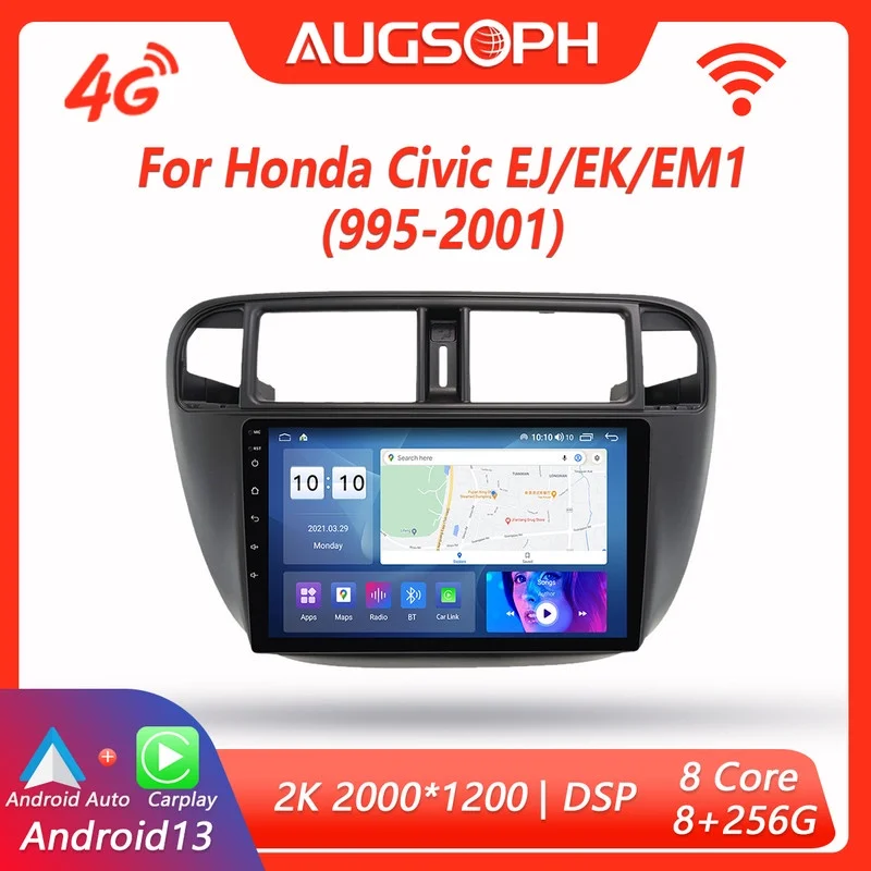 

Android 13 Car Radio for Honda CIVIC EJ EK EM 1995-2001, 9inch 2K Multimedia Player with 4G Carplay DSP & 2Din GPS