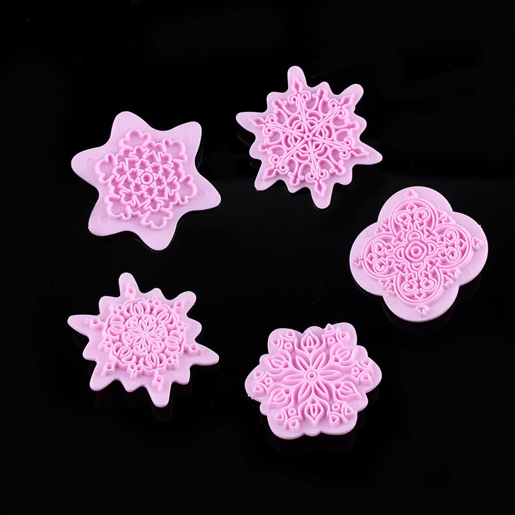 

Set of 5 Christmas Molds Christmas Snowflake Embosser Xmas Fondant Snowflake Cookie Stamp