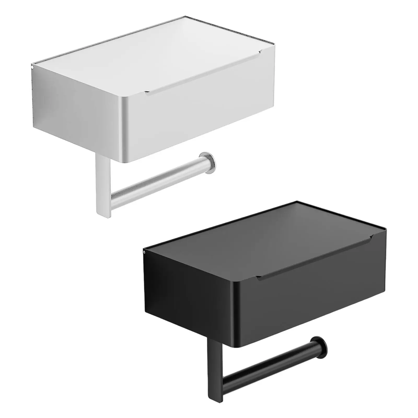 

Stainless Steel Toilet Paper Roll Holder with Storage Drawer Wall Mount Rustproof Tissue Box for Bathroom Toilet Tank Bedroom