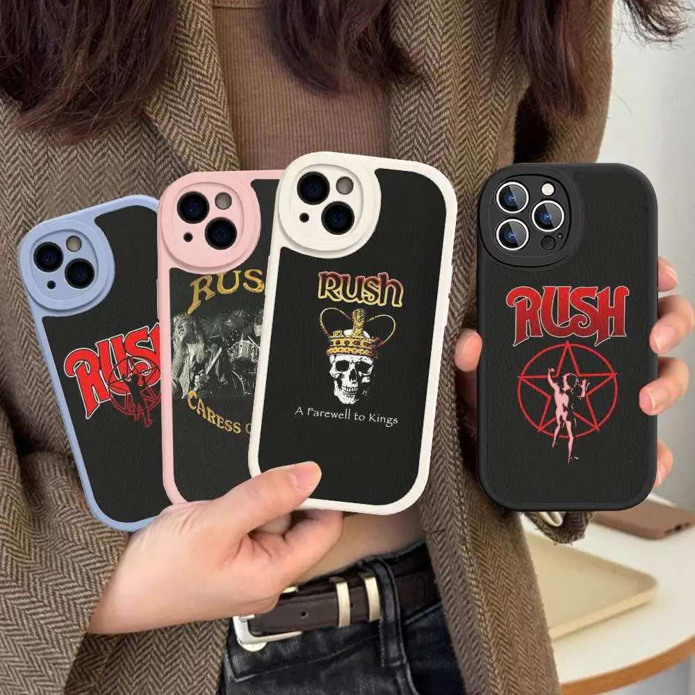 Фото Кожаный чехол для телефона Famous R-RUSH ROCK BAND для iPhone 16 15 14 17 Pro Max 11 12 Mini Plus, мягкий чехол-накладка №3