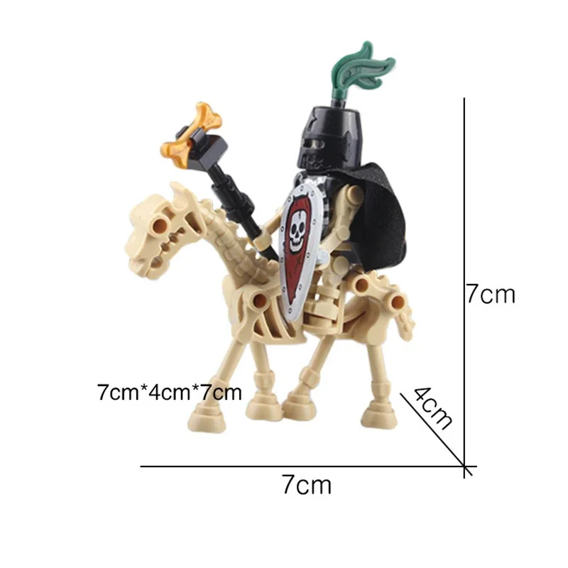 Замок Среднего Возраста Скелетные Блоки-рыцари Воины Животные Руки Строительные