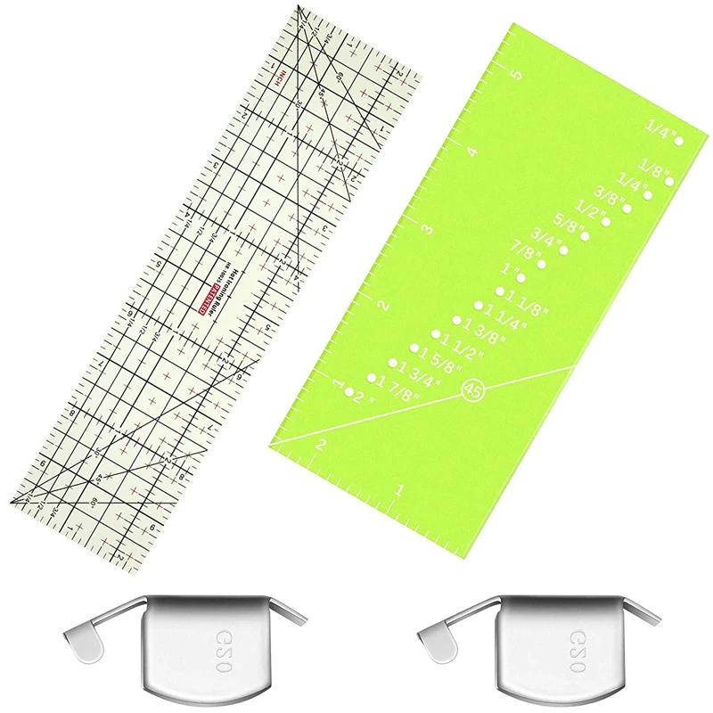 

4 Pcs Seam Guide Ruler Kit Sew Seam Allowance Ruler For 1/8 To 2 Inch Straight Line Hems Hot Ironing Measuring Ruler