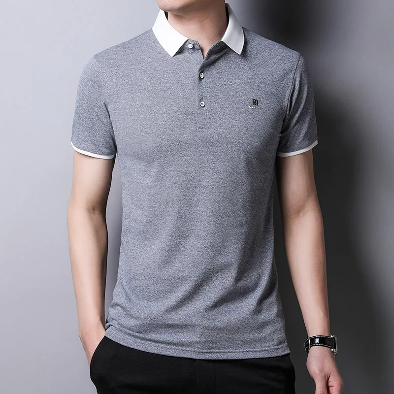 

2022 Summer Business Formal POLO Shirts for Men Fashion Lapel Social Polos Casual Slim T-shirts Streetwear Tee Tops Men Clothing