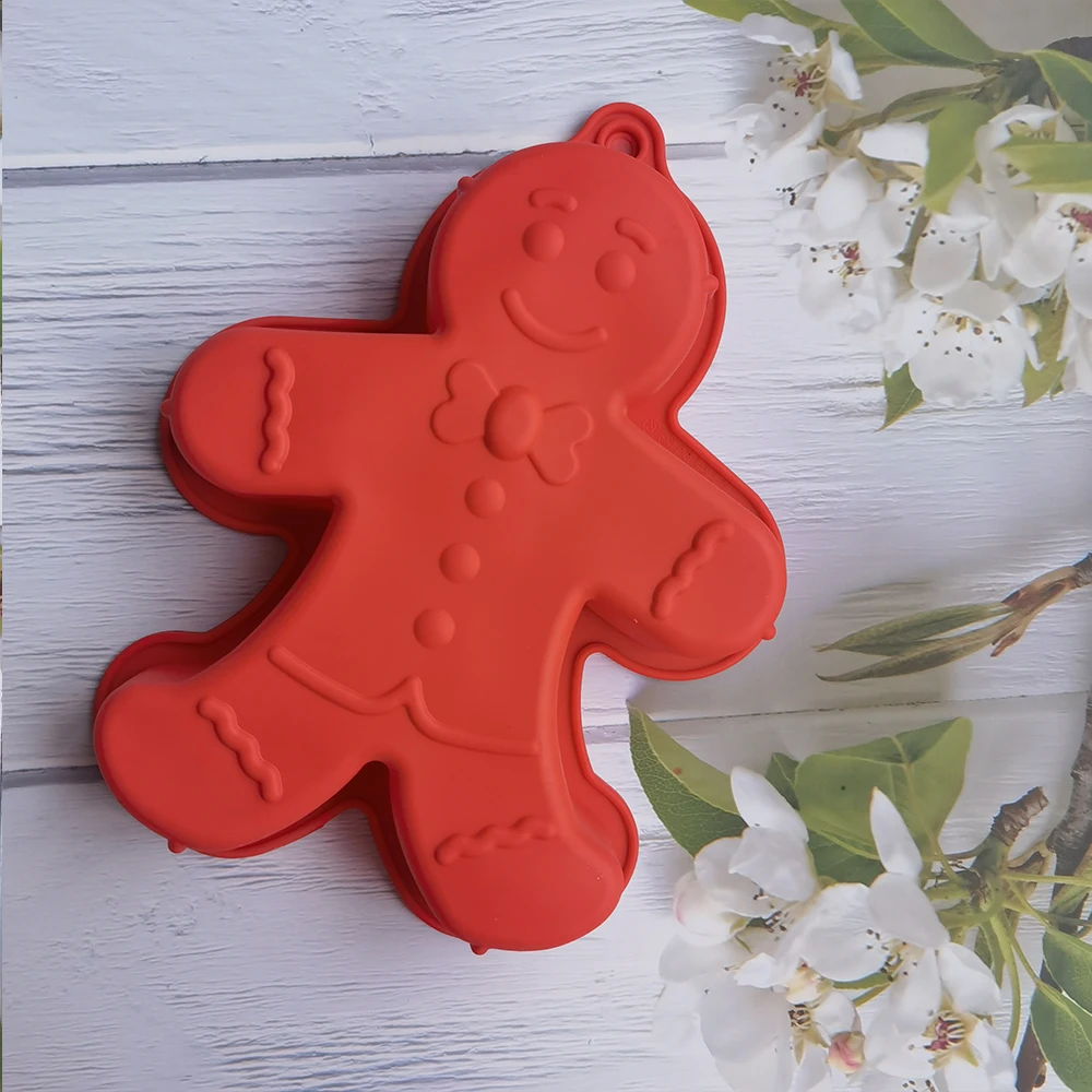 

3D DIY Silicone Snowman Gingerbread Man Mould Cake Mould Ice Tray Handmade Biscuit Silicone Cake Baking Mould