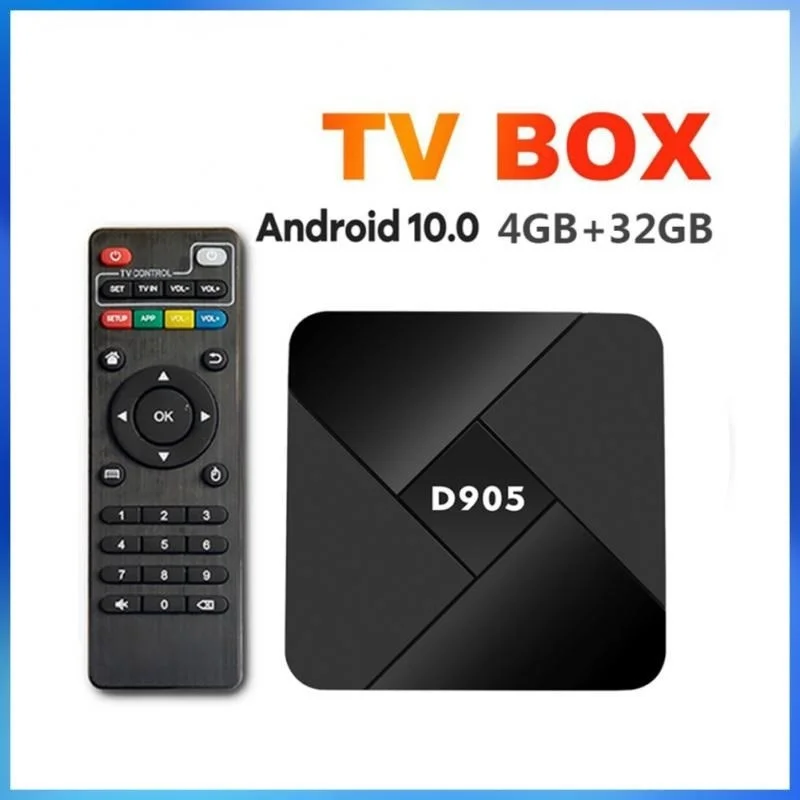 

Smart TV Box Android 10.0 Wifi 2.4G 4GB 32GB Media Player D905 4K Ultra HD Amlogic S905 Penta Core/Youtube Android Set Hot Sale
