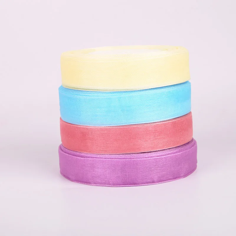 

New 2CMX45M Transparent Decorative Snow Yarn With Color Hook Hat Hair Accessories Ribbon Hand-woven Hat Ribbon R1014