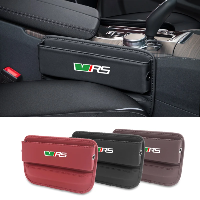 

Leather Car Seat Storage Box Slit Gap Filler Auto Interio Accessories For Skoda VRS Octavia Kamiq Kodiaq Karoq RS Superb Fabia