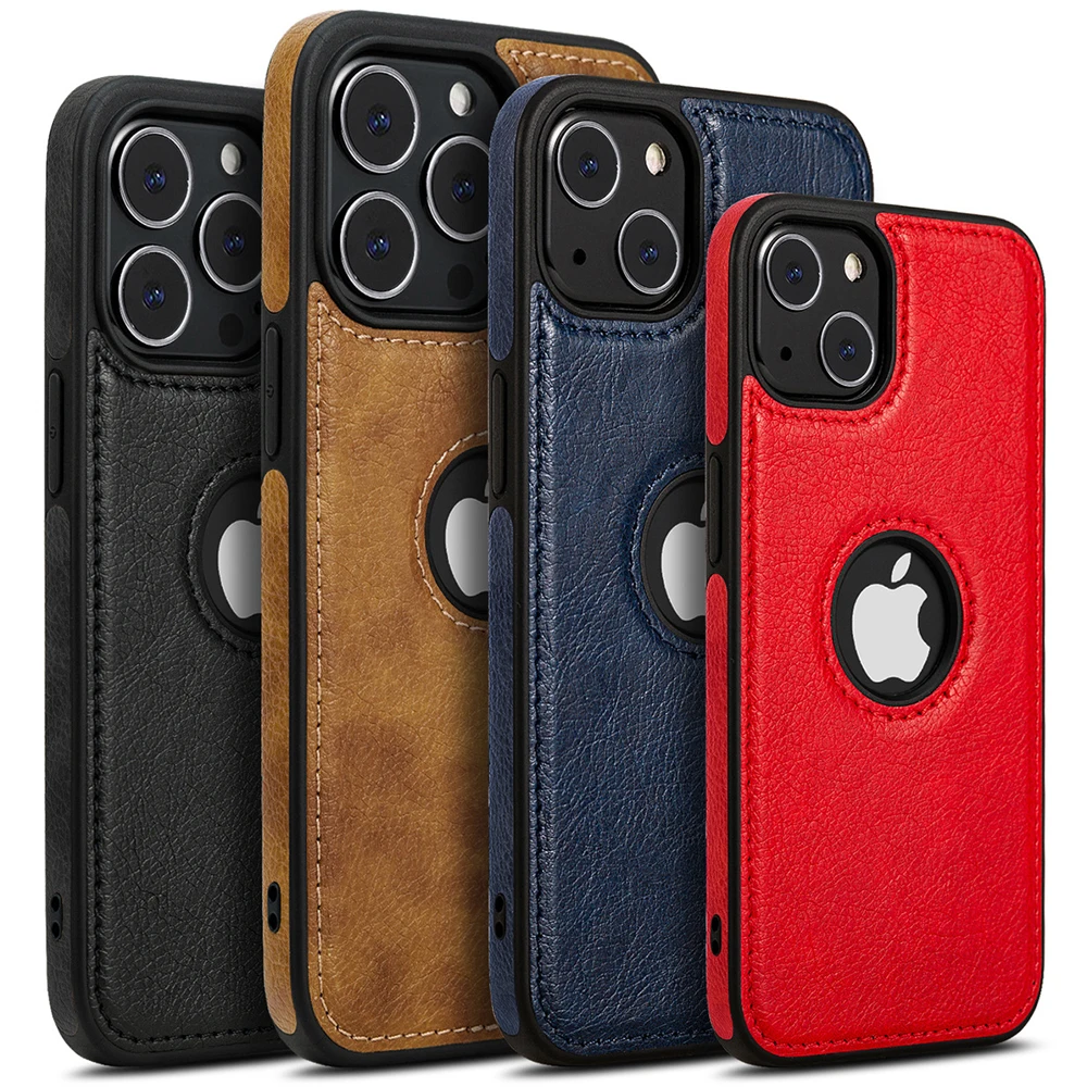 Для iPhone 13 12 11 Pro Max Mini XR XS X 8 7 6S Plus SE 2020 чехол тонкий PU кожаный логотип отверстие