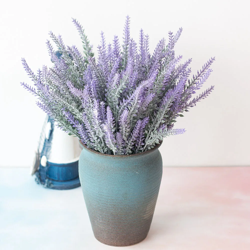 

37cm 5 Heads Artificial Flower Simulation Plastic Lavender Fake Plant For Wedding Bridle Bouquet Indoor Outdoor Home Decor