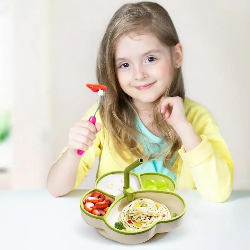 Тарелки для малышей с разделенными всасыванием силиконовые тарелки