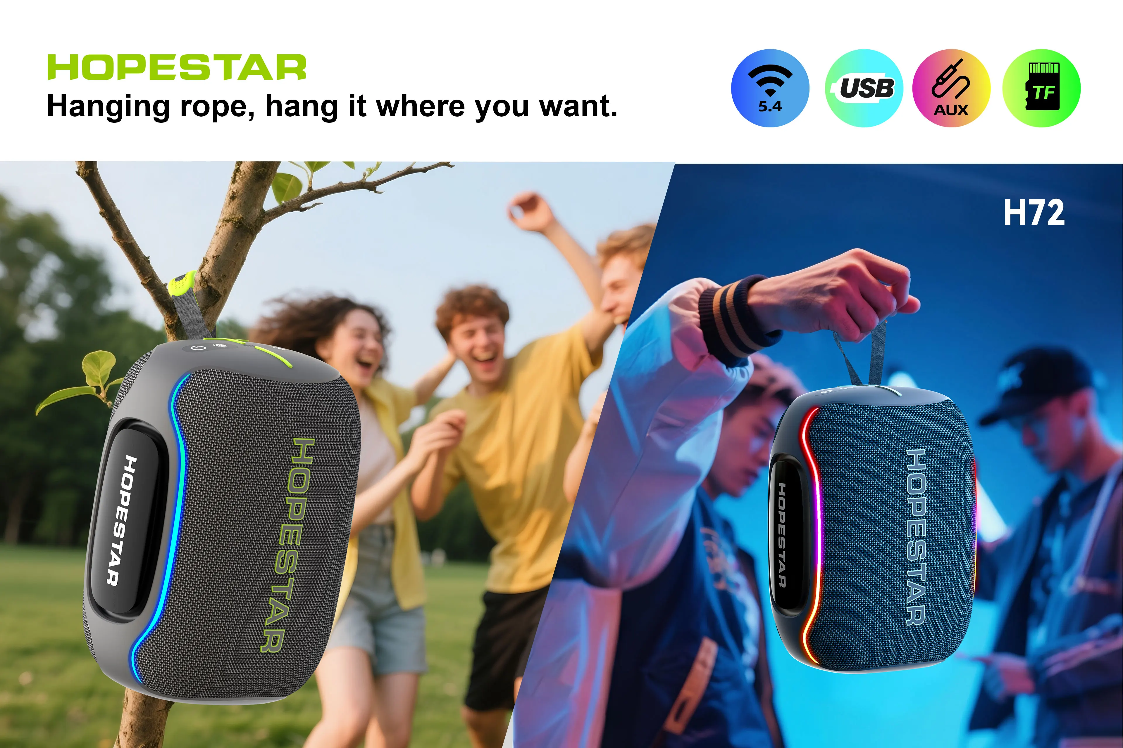 Портативная колонка HOPESTAR H72 70W, 8800 мАч, с двумя динамиками, глубоким басом, для улицы (art.: 3920dc5332675) - 3920dc5332675