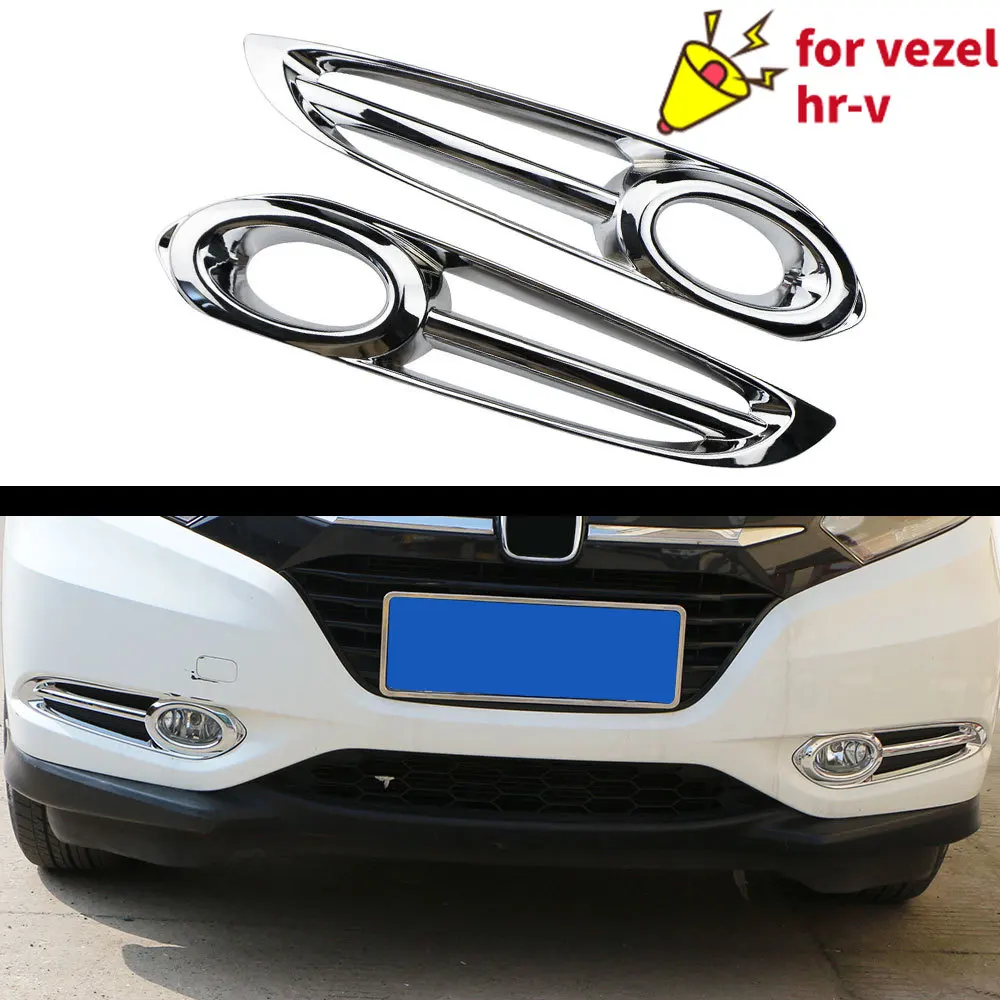

2 шт., передний бампер для Honda светильник HRV Vezel 2014-2020 ABS Chrome Trim Foglight Protector
