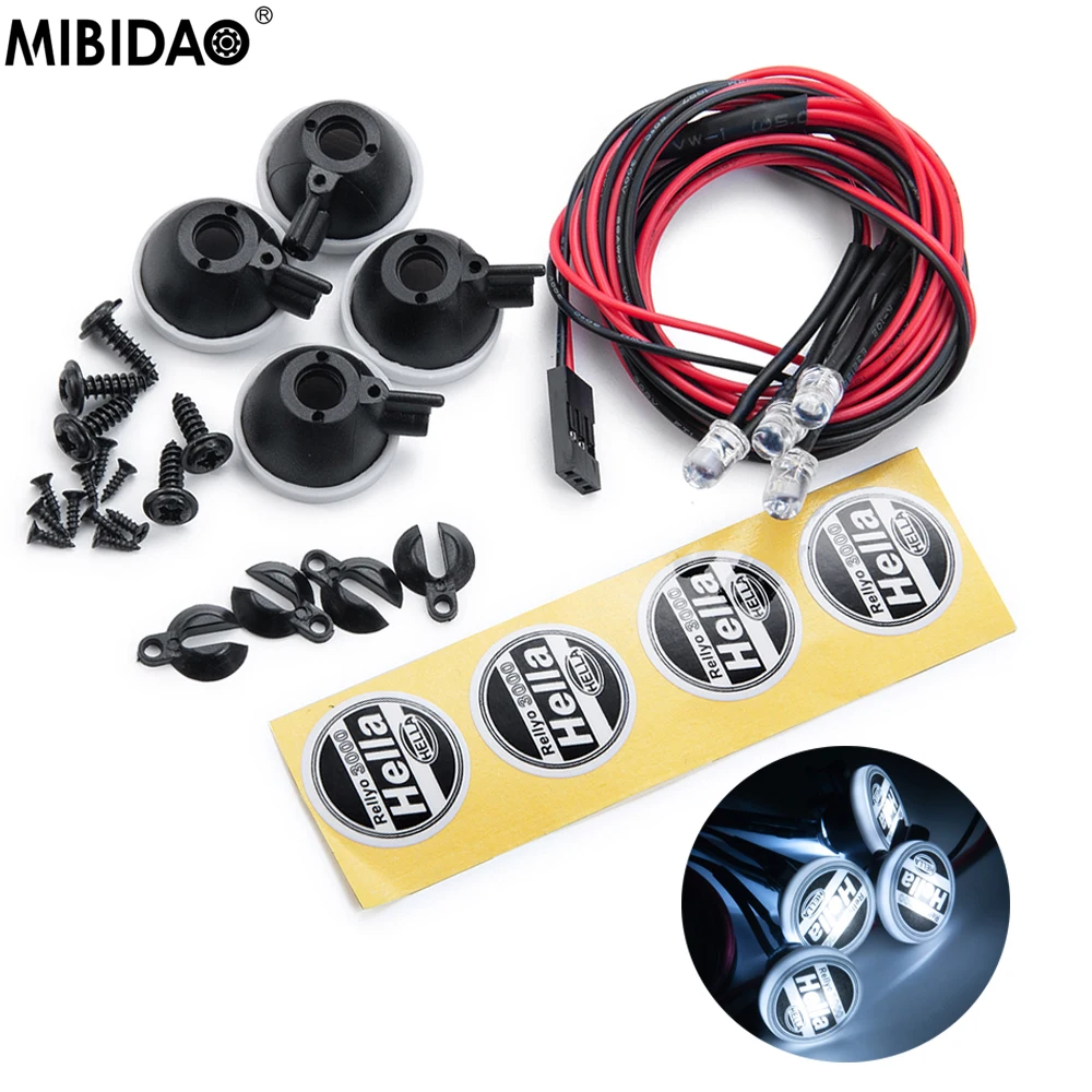 

MIBIDAO RC Car Roof Light with Round Cover LED Lamp Spotlight For 1/10 Axial SCX10 90027 90046 TRX4 TRX6 CC01 D90 D110 TF2