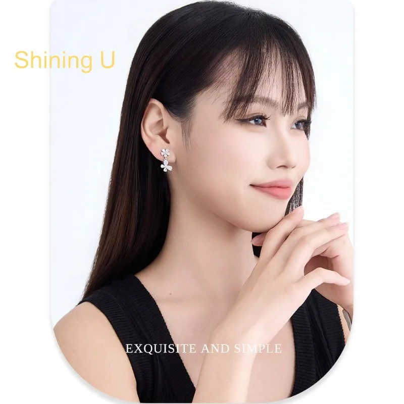 Серьги-клипсы Shining U с цирконами в форме бабочки и цветка для женщин, модные украшения на лето (art.: 3920dc2e08f81) - 3920dc2e08f81