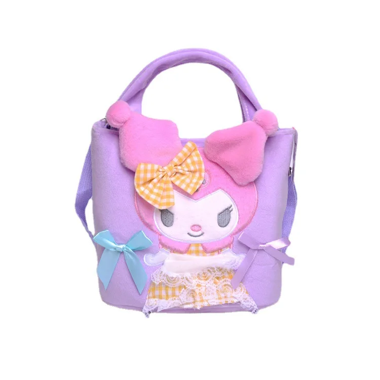 

Sanrioed плюшевая кавайная игрушка Kuromi мультфильм аниме милый лук Cinnamoroll плюшевая сумка-мессенджер Портативная сумка для хранения