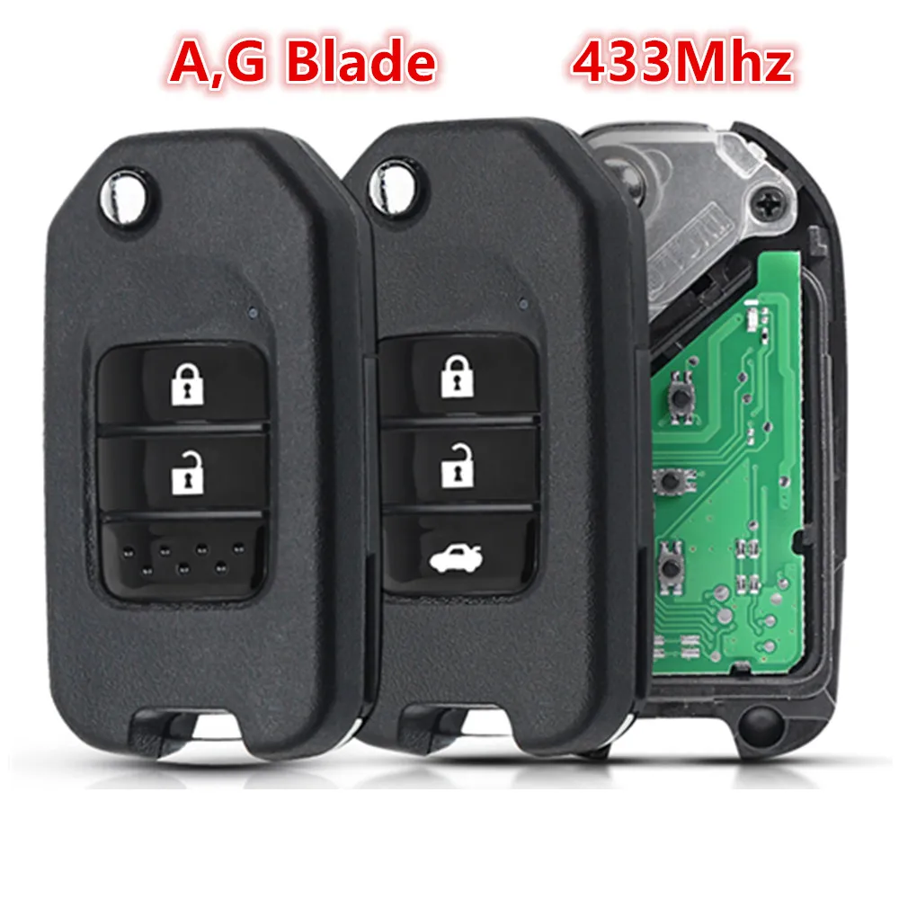 

Ключ дистанционного управления для Honda Accord Civic City CRV Jazz Φ Vezel FRV ID47 Chip 433Mhz, заменяемый флип-ключ