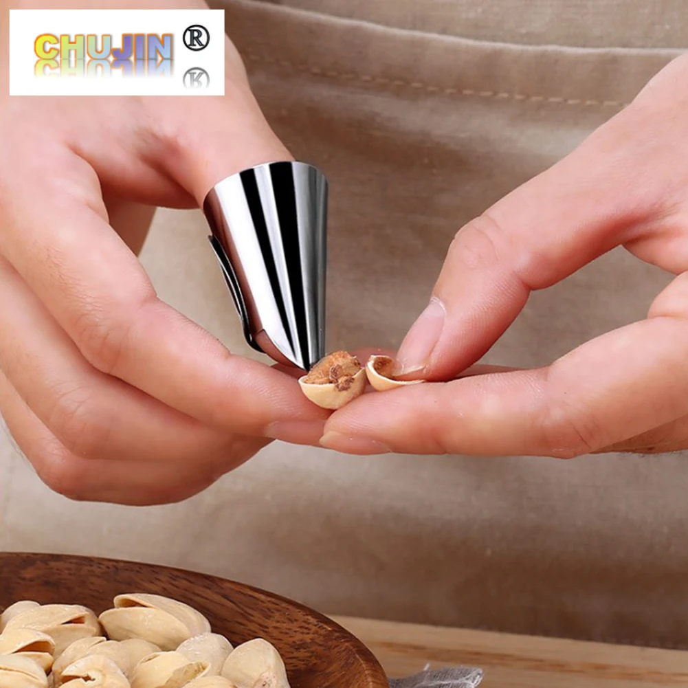 

2 pcs Home Stainless Steel Kitchen Cutting Protection Tools Finger Protectors Peanut Sheller Vegetable Nuts Peeling Finger Guard