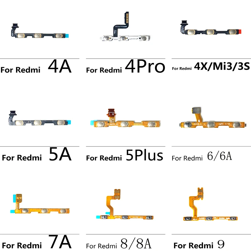 

5Pcs/Lot, Power Switch On Off & Volume Side Key Button Flex Cable For Xiaomi Redmi 10 7 9 5A 6A 7A 8 9A Redmi 5 Plus Parts